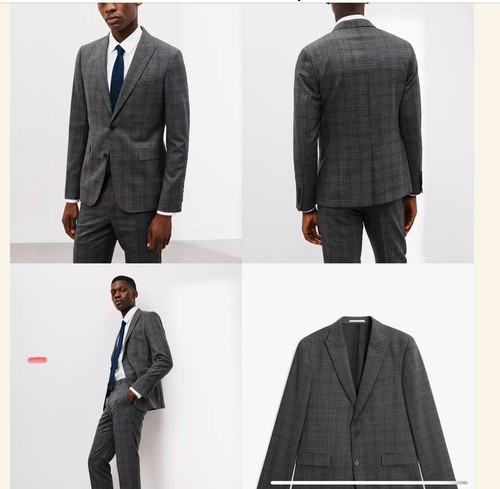 Mens suit grey wool - wool, 2