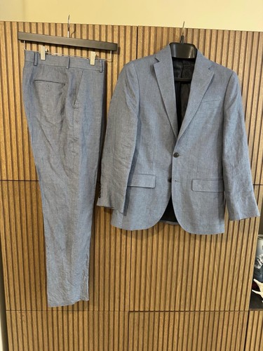 John lewis linen blue suit - linen,